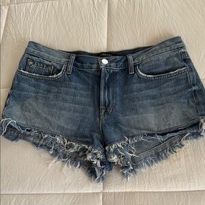 J Brand Blue Distressed Jean Shorts Raw Hem